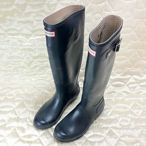 Hunter Original Tall Waterproof Rain Boots Navy Blue Natural Rubber Unisex Shoes